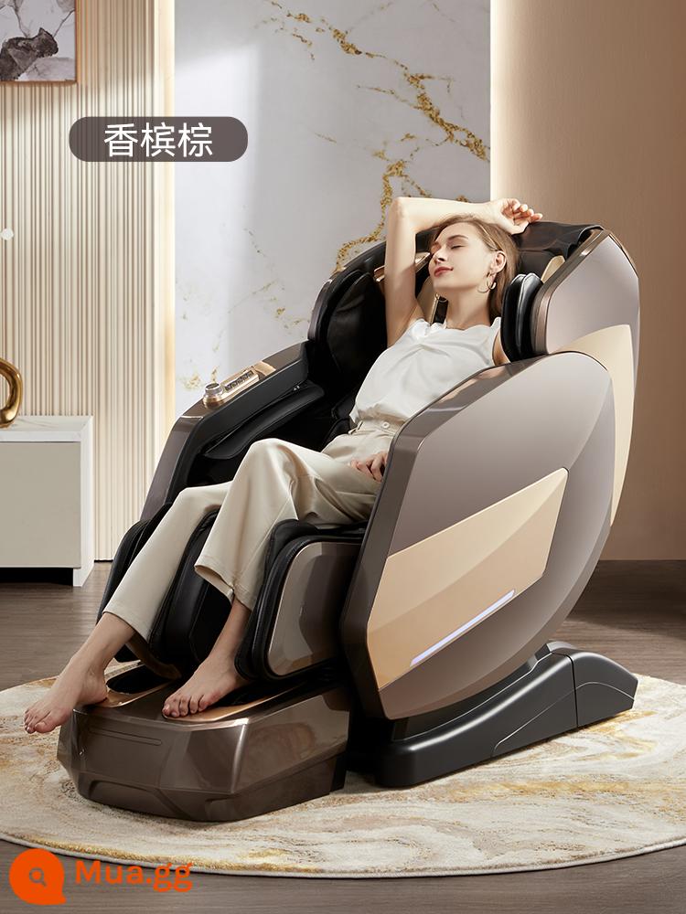 Ghế Massage Toàn Thân Thông Minh Top 10 Thương Hiệu Chính Thức Flagship Store Kiểm Tra Sức Khỏe Ánh Sáng Cao Cấp Sang Trọng T510 - [Màu nâu sâm panh] Im lặng và thân thiện với môi trường + điều khiển bằng giọng nói thông minh, dễ sử dụng cho người già + nén nóng vùng eo + tay cầm 3D thực sự + ray dẫn hướng SL mở rộng 145cm + phát hiện hình dạng cơ thể + phát hiện sức khỏe