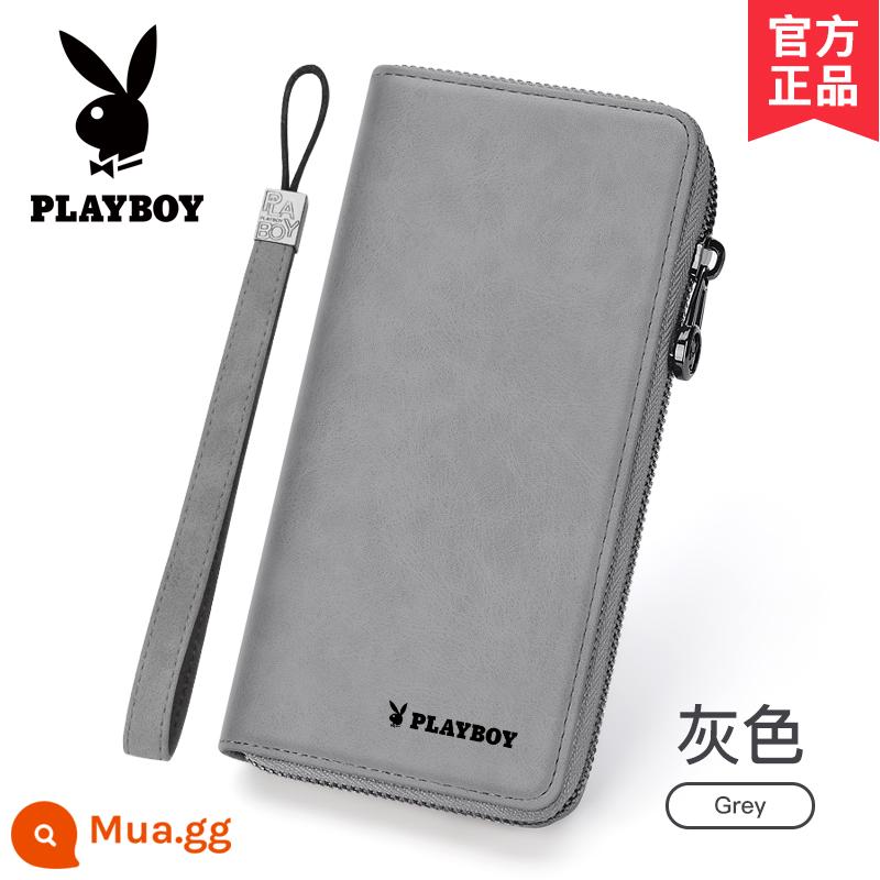 Ví Playboy Nam Phiên Bản Dài Clutch Túi Đựng Thẻ Mới Túi Clutch Ví Sinh Viên Túi Clutch Thương Hiệu Hợp Thời Trang - xám