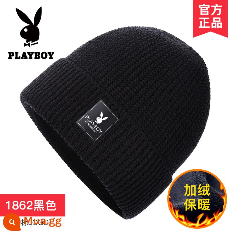 Playboy Nón Nam Mùa Đông Mới Mùa Đông Chống Lạnh Nón Len Plus Nhung Dày Ấm Len Mũ Cotton Triều - [Lông cừu giữ ấm] Nhãn vải đen 1862