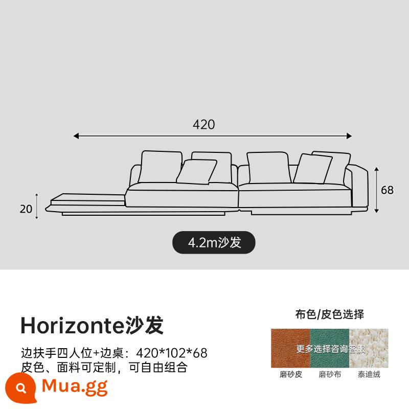 Yanleju 2022 Ý nghĩa mới Ý nghĩa hiện đại Horizo ​​Horizon Sofa Phòng khách Lớp phẳng Lớp phẳng - Tựa tay bên cho 4 người + bàn phụ 420cm