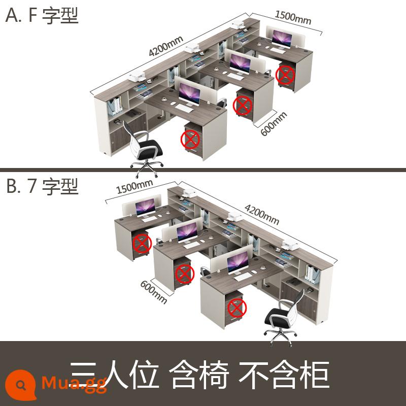 Bàn nhân viên bàn nhân viên bốn người 2/6 người bàn tài chính văn phòng màn hình đôi vị trí kết hợp bàn và ghế - Xe ba chỗ có ghế nhưng không có tủ