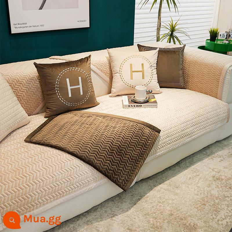 Đệm sofa da sang trọng ánh sáng Bắc Âu bốn mùa đa năng đơn giản hiện đại chống trơn trượt khăn bọc vải cao cấp đệm ngồi đệm - Baker-Ngà