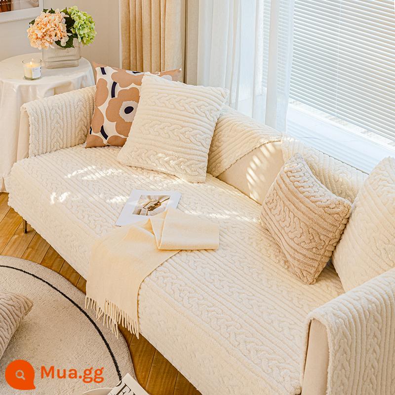 Bóng ghế sofa sang trọng vào mùa thu và mùa đông dày -slip đệm đơn giản hiện đại bốn mùa sofa da phổ quát khăn phủ khăn vải - Elsa-trắng