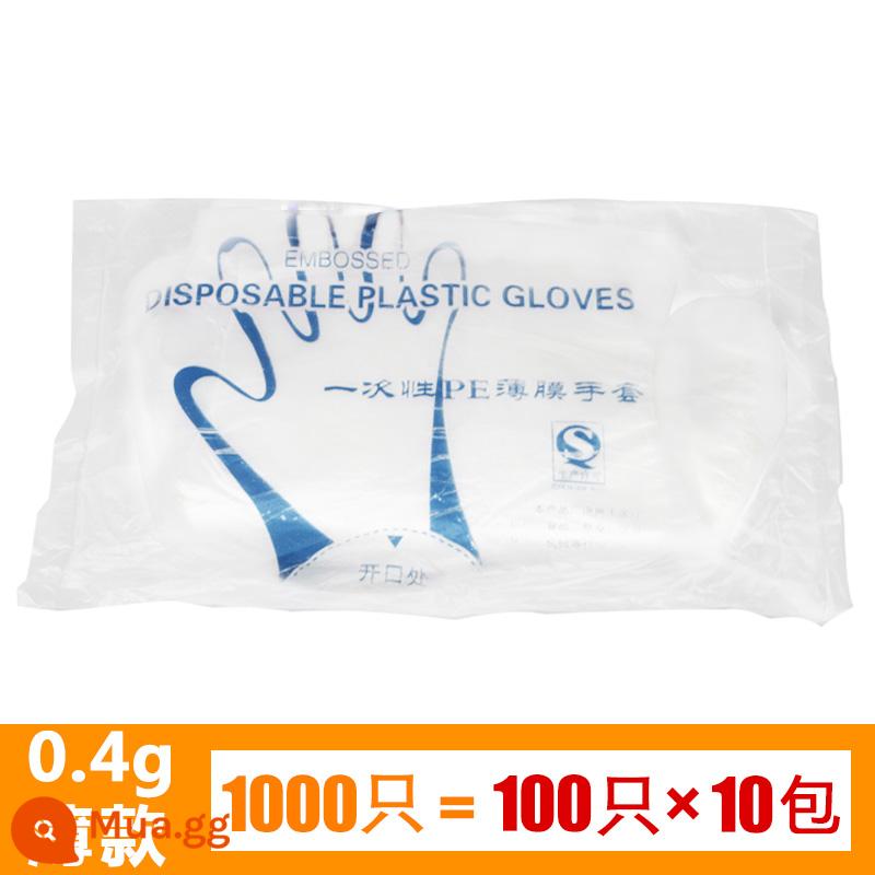 Găng Tay Dùng Một Lần 100 Miếng Nhựa PE Dày Găng Tay Phim Phục Vụ Làm Đẹp Việc Nhà Thực Phẩm Trong Suốt Găng Tay - Mỏng 0,4g {1000 miếng}=10 gói