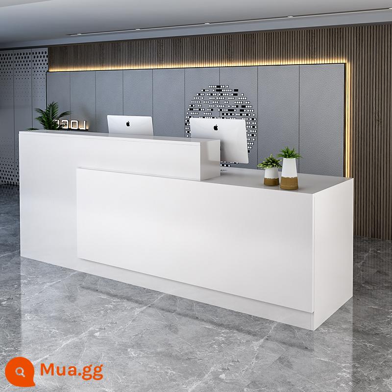 Quầy bar quầy lễ tân công ty quầy sơn quầy lễ tân shop quần áo shop trà sữa thẩm mỹ viện quầy thu ngân đơn giản - Màu trắng sữa, toàn màu trắng, độ lì cao phải