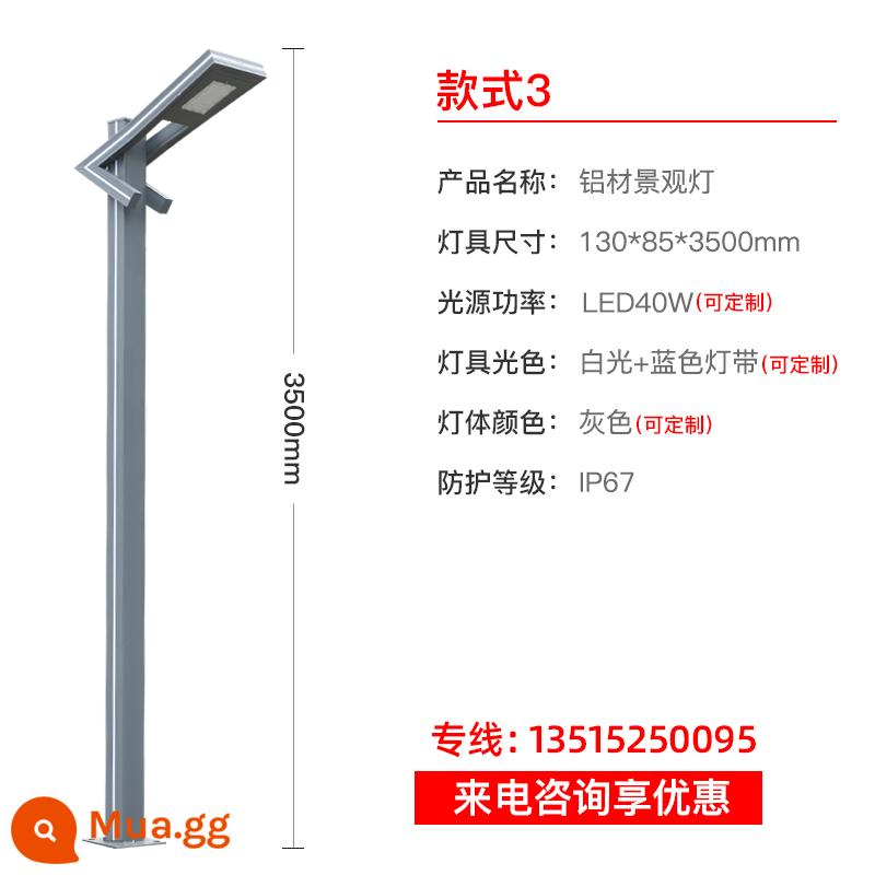 Đèn LED năng lượng mặt trời sân vườn nhôm ép đùn chất liệu cảnh quan 3 \ 3,5m ngoài trời không thấm nước bãi cỏ đèn đường công viên đèn cực cao - Kết nối nguồn 3.5m model 03 (chưa bao gồm phí vận chuyển)