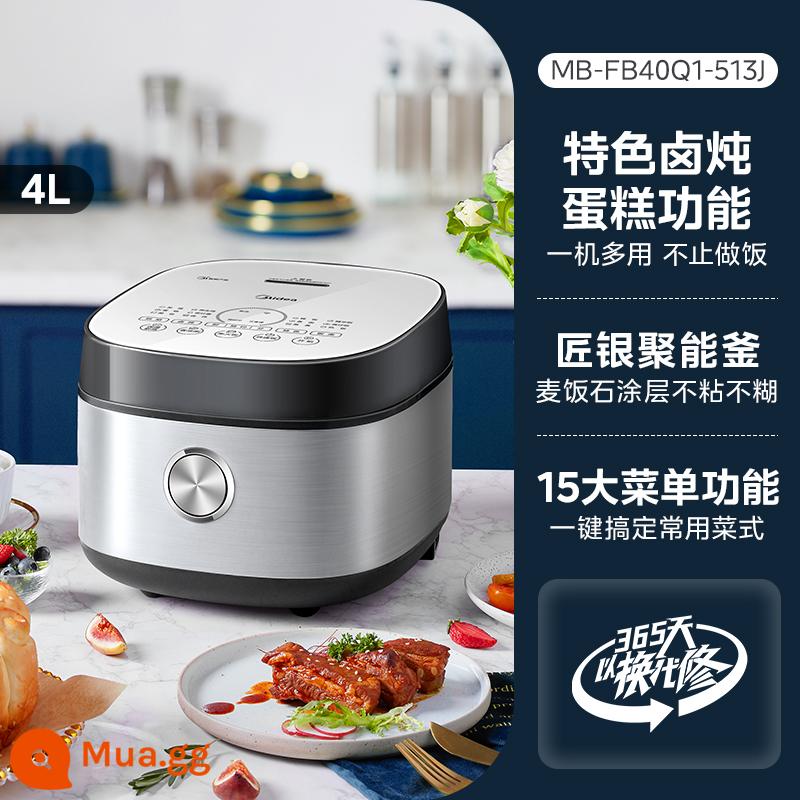 Nồi cơm điện Midea 3L đa năng gia đình thông minh nấu sẵn cơm chống dính nồi 4 người chính hãng - bạc