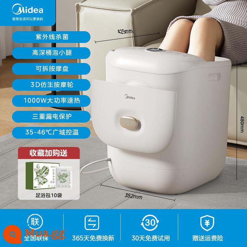 Midea ngâm chân xô khử trùng tự động sưởi ấm nhiệt độ không đổi hộ gia đình massage ngâm chân cao xô sâu sức khỏe lưu vực chân điện - Trắng