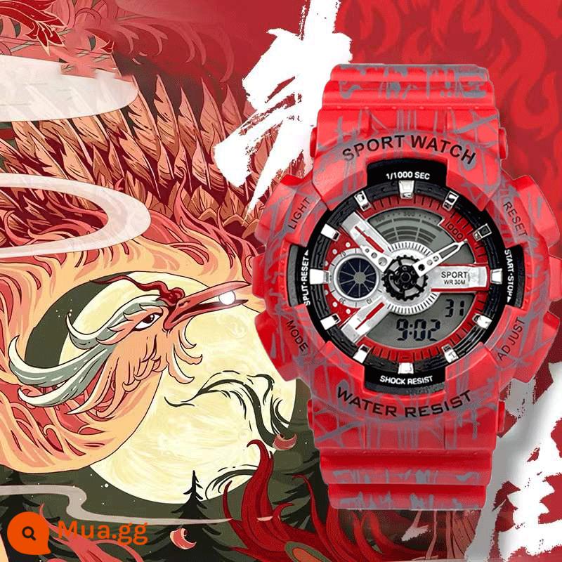 Đồng hồ điện tử dành cho nam sinh Thần thú Qinglong White Tiger Naruto đồng hồ điện tử dành cho nam xu hướng trẻ em nam - Đồng thương hiệu và cùng phong cách: in chuyển nước màu đỏ, hộp đồng hồ tinh tế miễn phí