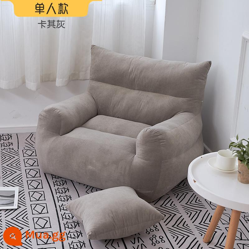 Ghế lười sofa đơn phòng ngủ nhỏ sofa ký túc xá ban công trẻ em ghế giải trí có thể nằm và ngủ sofa đôi trải chiếu tatami - Kaki đơn có gối miễn phí