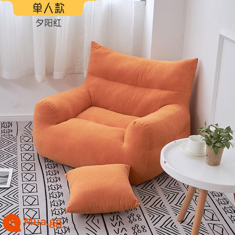 Ghế lười sofa đơn phòng ngủ nhỏ sofa ký túc xá ban công trẻ em ghế giải trí có thể nằm và ngủ sofa đôi trải chiếu tatami - Người độc thân màu cam đi kèm gối