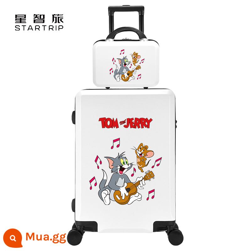 Vali kéo hành lý Disney màu đỏ ins nữ dễ thương 26 inch hộp đựng xe đẩy mật khẩu 24 lên máy bay hợp thời trang Nhật Bản và Hàn Quốc - Suit Mẹ Con-Tom Concert-Trắng