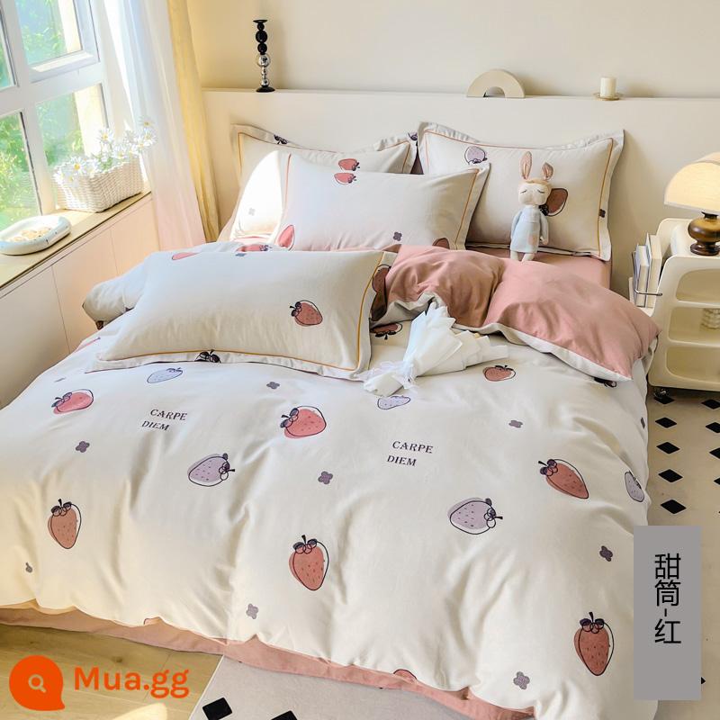 Quá khổ 248x248 cotton dày chải vỏ chăn 229*230 cotton nguyên chất vỏ chăn đơn mảnh 220*250 tùy chỉnh 7x7 - QUẢNG CÁO màu đỏ hình nón