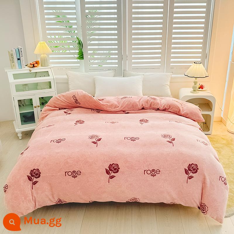 Tùy Chỉnh Sang Trọng Vỏ Chăn 248 Dày Sữa Nhung Nhung San Hô Vỏ Chăn Đơn 229X230X250X220X240/7 - Hoa hồng -JLX