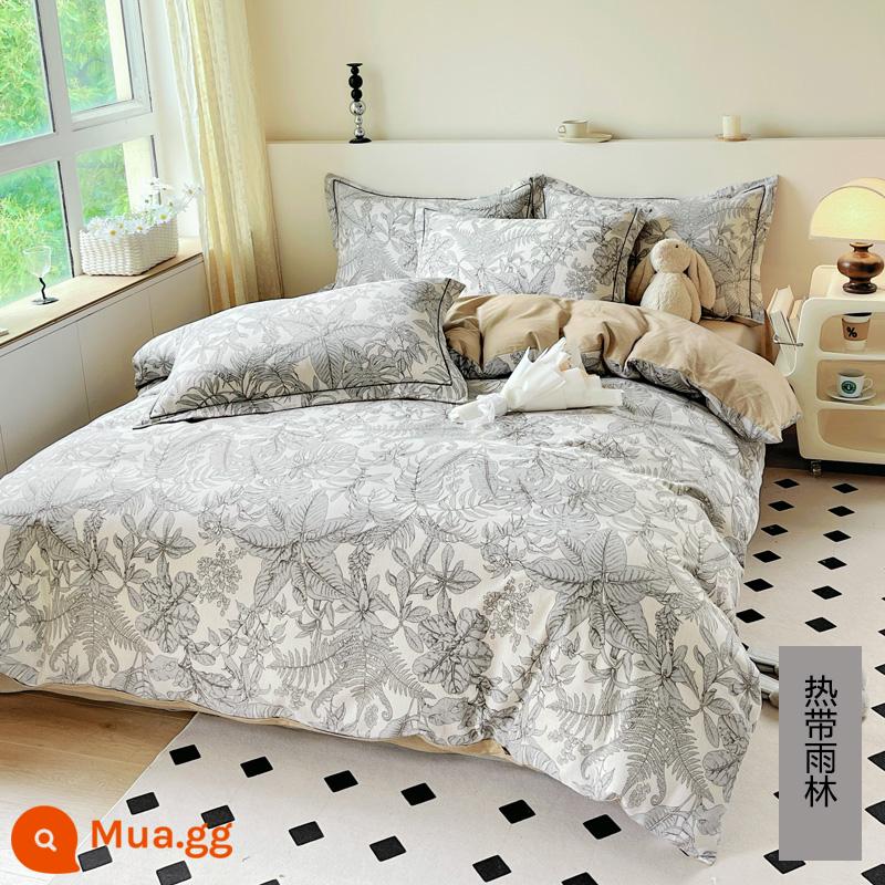 Quá khổ 248x248 cotton dày chải vỏ chăn 229*230 cotton nguyên chất vỏ chăn đơn mảnh 220*250 tùy chỉnh 7x7 - QUẢNG CÁO Rừng nhiệt đới màu