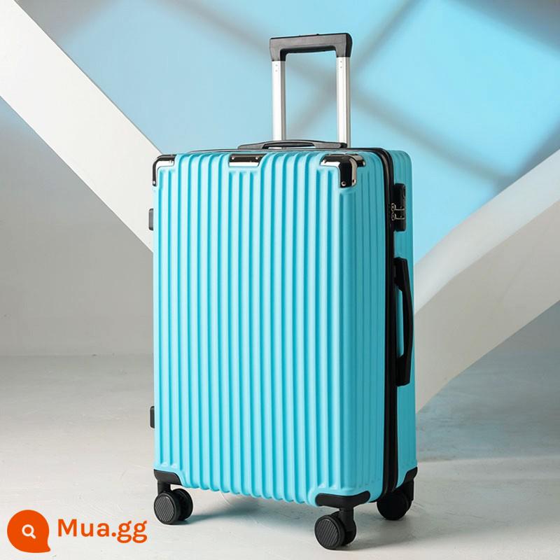 Xe đẩy hành lý vali nữ mật khẩu mới hộp bé trai vali vali dung tích lớn đa năng bánh xe câm 24 inch - Màu xanh nhạt [góc kim loại]