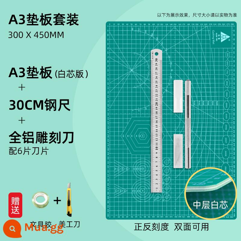 Bàn cắt huanmei a3 thủ công lớn phù hợp với a2 máy tính để bàn rập khuôn sinh viên với bức tranh nghệ thuật cắt giấy làm việc PVC tài khoản tay màu xanh lá cây mềm bảng mat a4 mô hình khắc kích thước hai mặt chống cắt tự làm - Bộ A3 kiểu lõi trắng xanh đậm