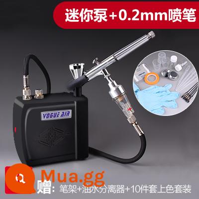 3G Haosheng airbrush máy bơm không khí bộ mô hình máy bơm không khí mini bơm lên để phun sơn công cụ người mới màu rùa bơm phun sơn - Bộ máy bơm mini màu đen + 0,2 airbrush