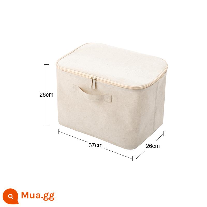 Hộp đựng mềm pha trộn sợi polyester và vải lanh MUJI - Có bìa/dài 37×rộng 26×cao 26cm