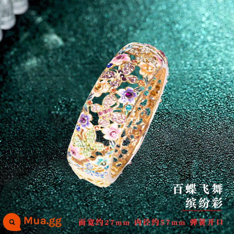 Vòng Tay Cloisonne Bắc Kinh Retro Cung Điện Quốc Triều Mỹ Vòng Tay Nữ Phong Cách Trung Hoa Trang Sức Hanfu Phụ Kiện Cho Bạn Gái - Vòng đeo tay một lớp đầy màu sắc nạm kim cương