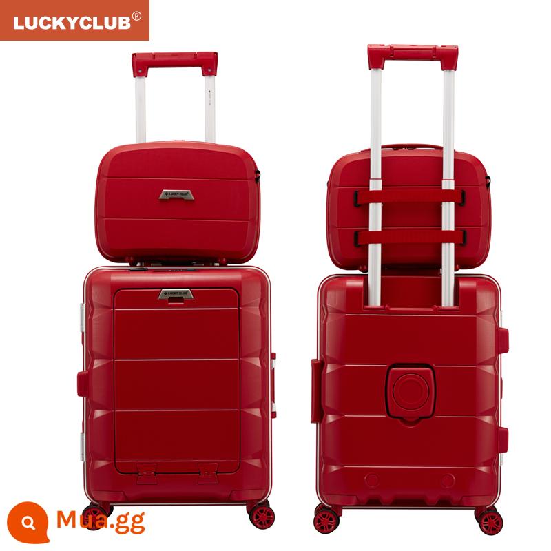 Lucky Club khung nhôm hành lý máy tính đa chức năng giá trị cao Hộp đựng xe đẩy du lịch công tác nhỏ 20 inch dành cho nam và nữ - Hộp mẹ màu đỏ lễ hội Bordeaux (ngăn chính khung nhôm 20 inch mới có hộp xe đẩy + hộp nhỏ 14 inch)