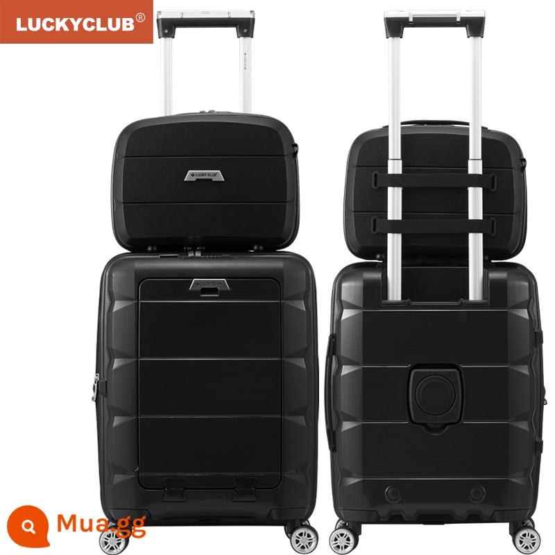 Lucky Club khung nhôm hành lý máy tính đa chức năng giá trị cao Hộp đựng xe đẩy du lịch công tác nhỏ 20 inch dành cho nam và nữ - Hộp mẹ màu đen ngầu (ngăn chính 20 inch có khóa kéo hộp xe đẩy mới + hộp nhỏ 14 inch)