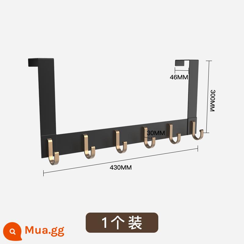 Hợp kim nhôm khoét lỗ phòng thay đồ cửa phòng móc treo quần áo giá treo tường dính móc lưu trữ hiện vật - Mới nâng cấp và dày dặn không biến dạng - nâng cấp và tăng thêm 30 cm/đen và vàng (tất cả bằng nhôm có 6 móc) 1 gói