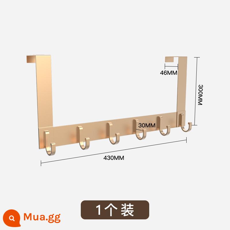 Hợp kim nhôm khoét lỗ phòng thay đồ cửa phòng móc treo quần áo giá treo tường dính móc lưu trữ hiện vật - Mới nâng cấp, dày dặn và không biến dạng - nâng cấp và tăng thêm 30 cm/vàng sâm panh (tất cả bằng nhôm có 6 móc) 1 gói