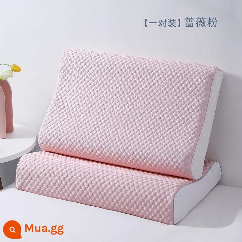 Áo Gối Cao Su Massage Doudou Một Đôi Gối Nhớ Áo Gối Đơn Băng Lụa Thoáng Mát Áo Gối Chần Gòn 40Cm X 60Cm - [Hồng Hồng][Cặp Đôi Bốn Mùa]