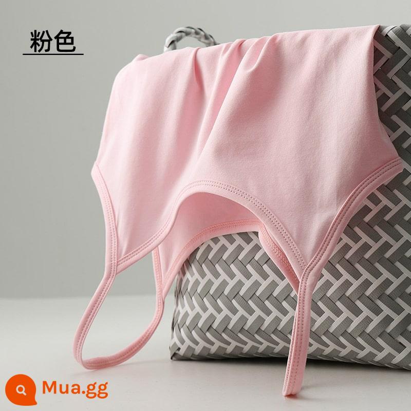 Cotton nguyên chất yếm nữ bên trong đế nhỏ màu đen mỏng phần tự canh tác màu trắng mùa hè áo khoác ngoài chất béo mm kích thước lớn hàng đầu - Hồng