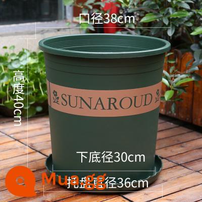 Chính hãng dày gallon nồi 6 gallon 7 gallon chậu hoa nhựa chậu hoa quá khổ nhựa cao ống hoa hồng cây ăn quả nồi - 7 gallon xanh quân đội [có khay] 2 gói