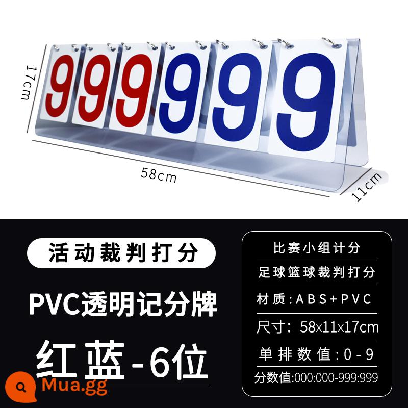 Bảng điểm bảng điểm có thể được lật lại bảng điểm bóng rổ bảng điểm bi-a bảng trò chơi bảng điểm bóng bàn - Bảng điểm sáu chữ số PVC trong suốt màu đỏ và xanh