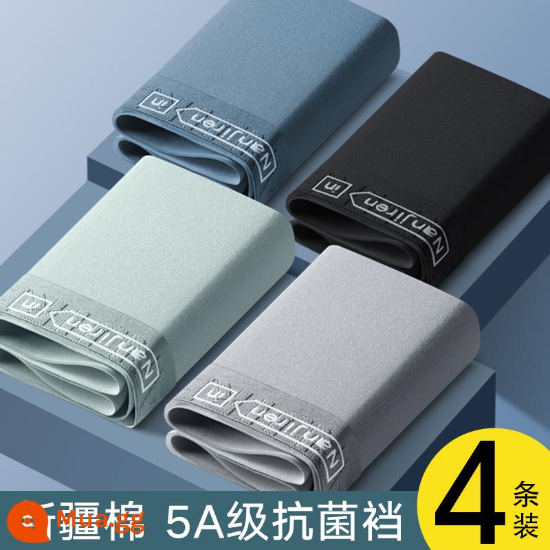 Nanjiren Quần Lót Nam Bé Trai Cotton Nguyên Chất Quần Vuông Đáy Quần Nam Vuông Quần Ngắn Thanh Niên Nam - 731F[Đũng quần kháng khuẩn cấp 5A 4 gói bông Tân Cương]