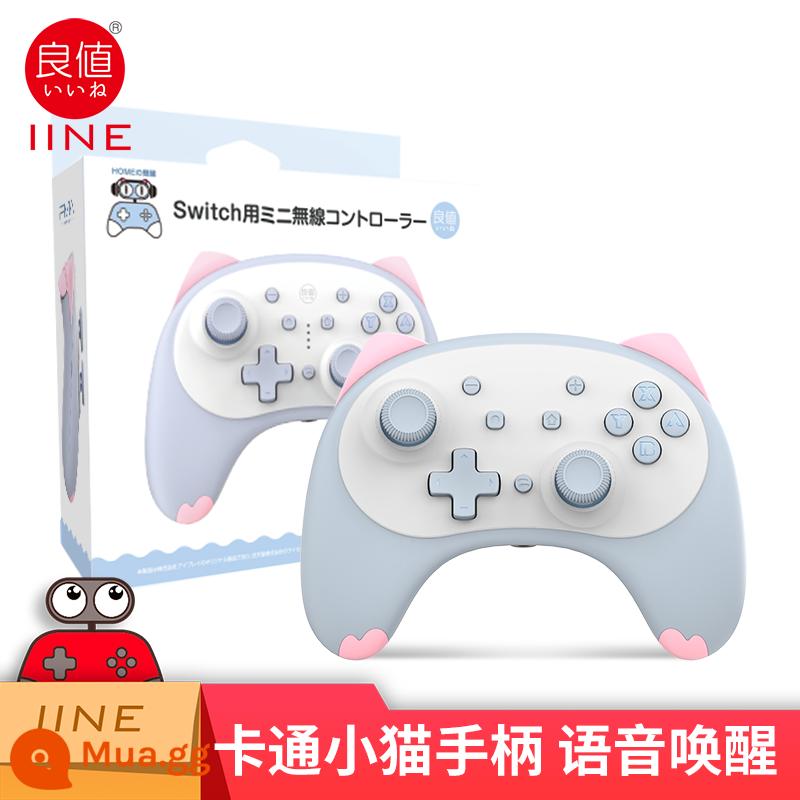 Liangzhi Switch Pro Lang Giá trị không dây Thức dậy Bluetooth GamePad Four -Genation Cat -shaped NS Jet - Phim hoạt hình đáng giá đánh thức tay cầm mèo nhỏ màu xanh