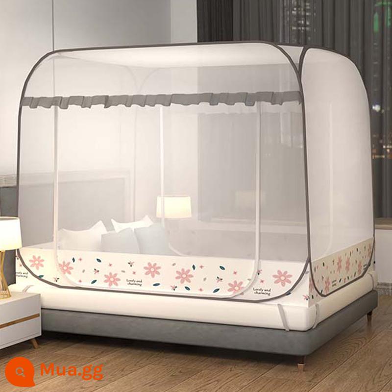 Màn chống muỗi yurt mới 1,5m tại nhà lắp đặt miễn phí Màn chống muỗi có dây kéo chống rơi cho trẻ em có giá đỡ lều 1,8m - Bột tình yêu đầu tiên [Bảo hiểm vận chuyển miễn phí]