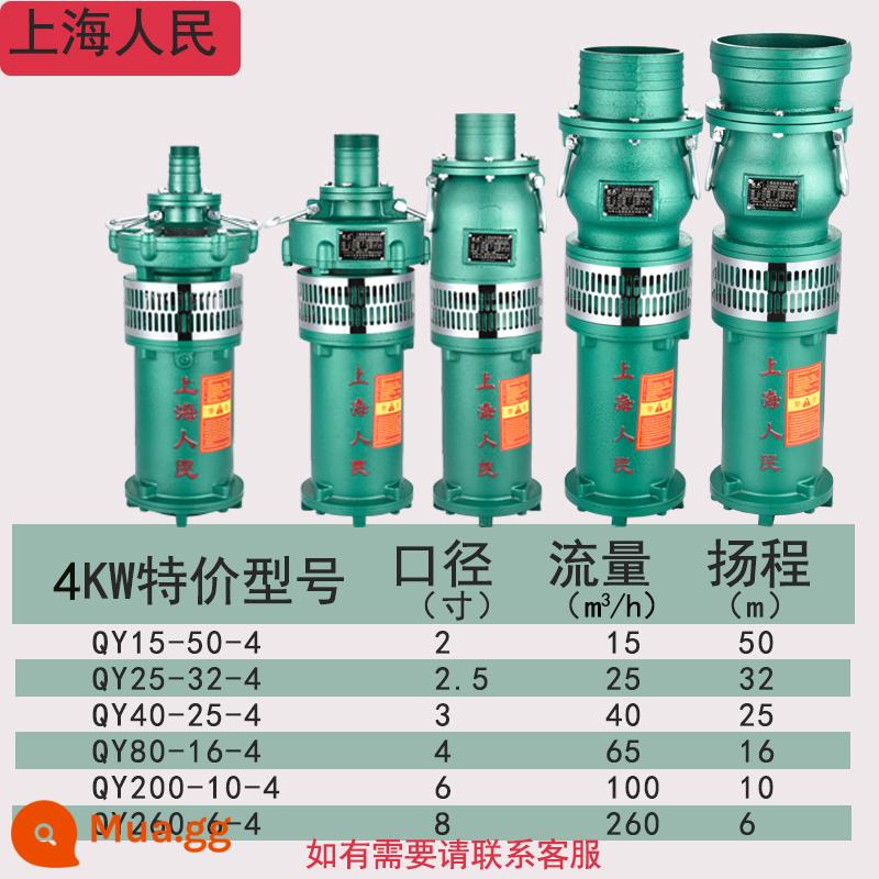 Máy bơm chìm dầu QY của Nhân dân Thượng Hải Máy bơm chìm ba pha 380v nâng cao tưới tiêu đất nông nghiệp dòng chảy lớn máy bơm giếng sâu công nghiệp - Giá ưu đãi ghi chú đặt hàng cỡ nòng 4kw