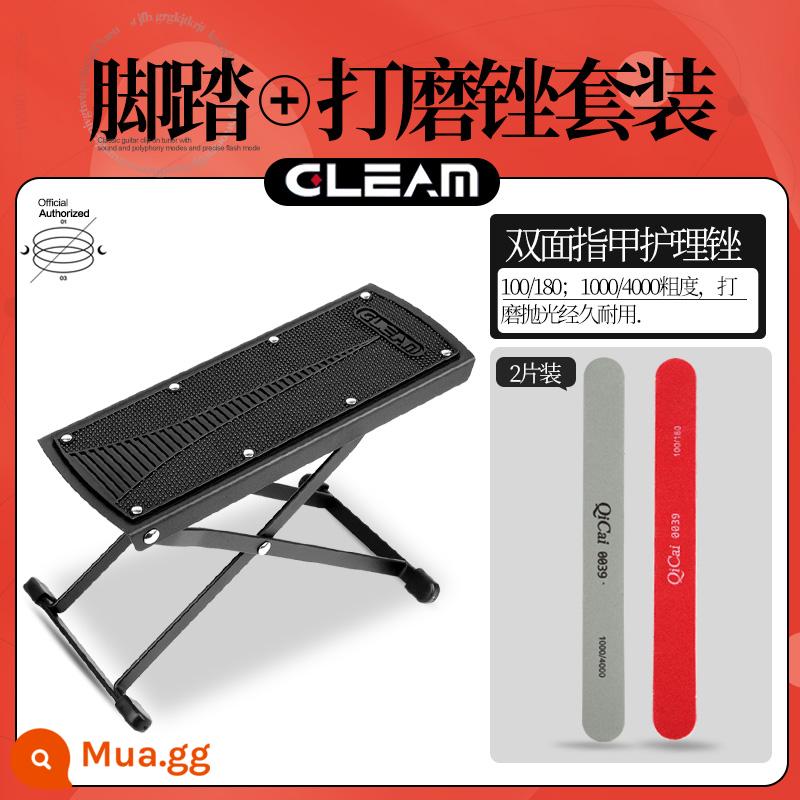 Glim Cổ Điển Dân Gian Acoustic Chân Kim Loại Để Chân Ban Đa Phần Có Thể Điều Chỉnh Di Động Chân Máy Bàn Đạp - Bộ giũa sơn móng tay màu đen +