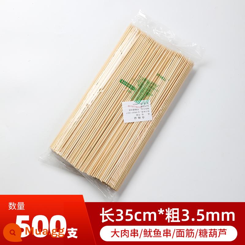 BBQ xiên tre dùng một lần thịt cừu xiên Bobo gà xiên chiên kẹo haws gluten xiên tre thương mại bán buôn - 35cm × 3,5mm 500 chiếc