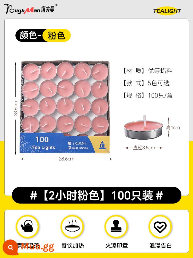 Nến hộ gia đình không khói và không mùi ấm pha trà bếp trà sáp phục vụ sưởi ấm bếp nến nhỏ thương mại nổi sáp nến - 2 giờ hồng 100 miếng-loại cơ bản