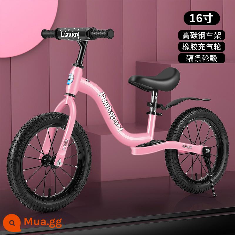 Xe thăng bằng trẻ em nhấp nháy xe 2 bánh yoyo đua 12 inch 14 inch xe trượt Scooter tự hành cho bé 2-3-6-7 tuổi - Bánh xe nan chữ S 16 inch màu hồng có gác chân, phù hợp cho 120-150 cm