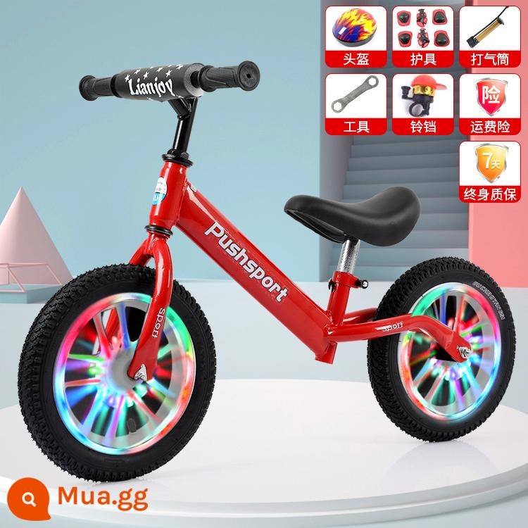 Xe thăng bằng trẻ em nhấp nháy xe 2 bánh yoyo đua 12 inch 14 inch xe trượt Scooter tự hành cho bé 2-3-6-7 tuổi - Bánh xe flash bằng thép carbon cao màu đỏ 12 inch + túi quà tặng, thích hợp cho 85-120 cm