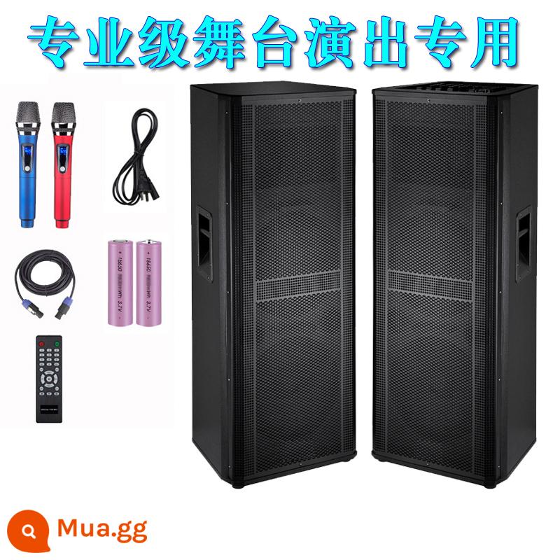 Halledi Đôi 15 Inch Loa Hoạt Động Cao Cấp Hiệu Suất Ngoài Trời Vuông Sân Khấu Shop Cưới Bộ Âm Thanh - Phiên bản cao cấp của loa biểu diễn có micro