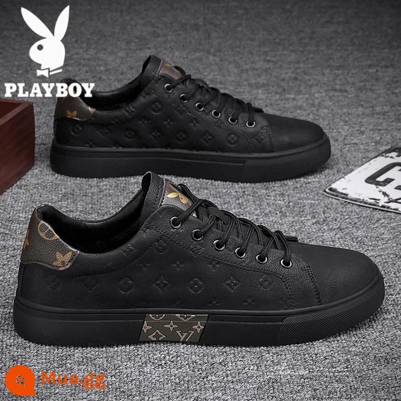 Giày Nam Playboy 2022 Mới Hợp Thời Trang Mùa Đông Giày Sneakers Vải Bố Plus Nhung Tất Cả Trận Đấu Giày Thường Nam - Đông PL321368D đen