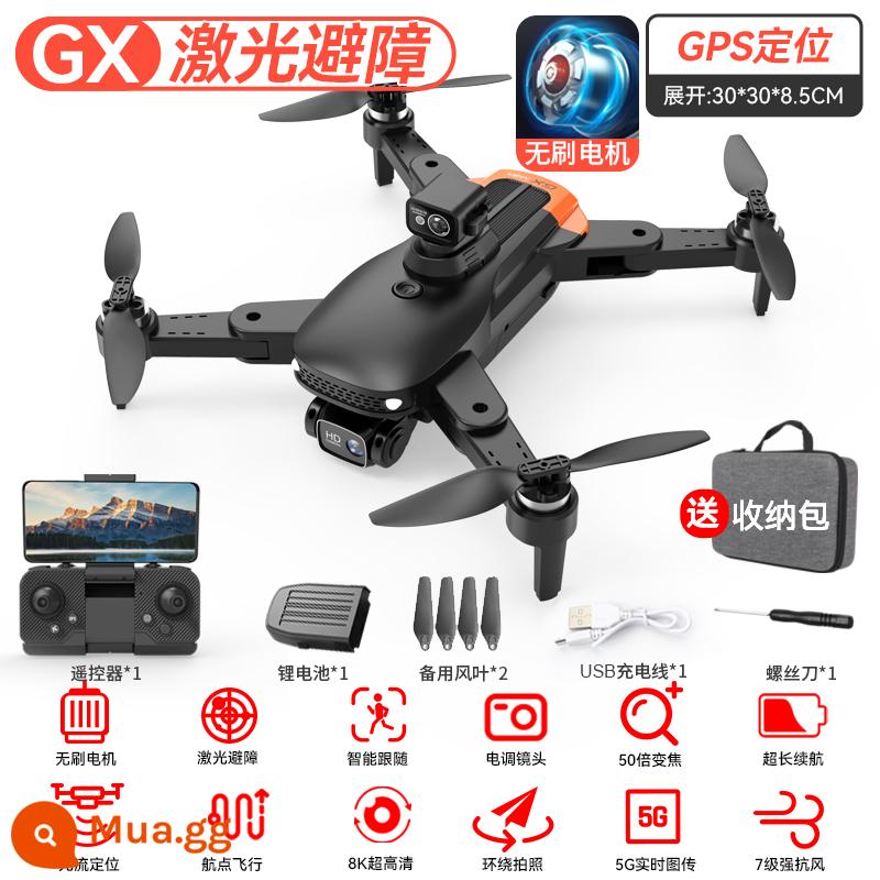 UAV trẻ em chuyên nghiệp chụp ảnh trên không độ nét cao máy bay điều khiển từ xa đồ chơi học sinh tiểu học máy bay không người lái mini cấp nhập cảnh nhỏ - [Pin dung lượng lớn] Khả năng chống gió cấp 7/Lớn/Không chổi than GPS Cấp độ chuyên nghiệp [GPS Tự động quay về nhà + Tránh chướng ngại vật bằng laser] 8K/Camera kép [Không chổi than/Dòng quang/Bộ điều khiển tốc độ điện tử]-Đen