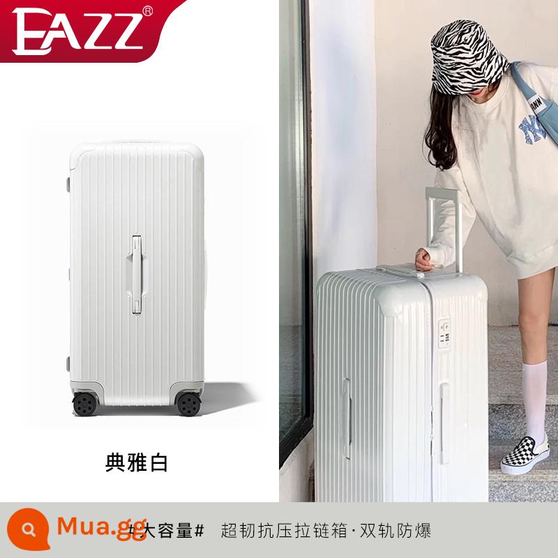 Vali EAZZ nữ lưới đỏ mới xe đẩy nam dày dung tích lớn vali siêu lớn mật khẩu bao da 28 - Dây kéo nhẹ hợp thời trang màu trắng