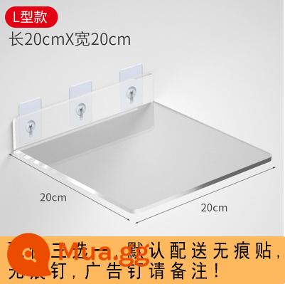 Kệ Acrylic treo tường vách ngăn miễn phí đục lỗ một từ bảng bếp bột phòng tắm kệ tùy chỉnh - Trong suốt hình chữ L dài 20CM rộng 20CM