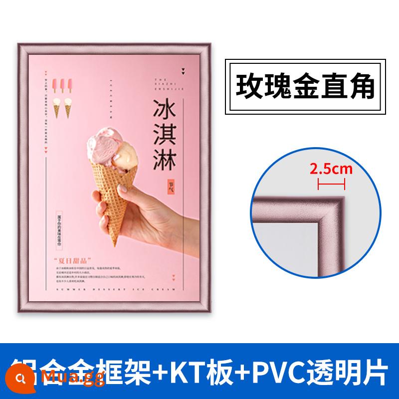 Poster khung hợp kim nhôm mở thang máy khung quảng cáo treo tường a3 khung giấy phép kinh doanh khung ảnh lớn khung ảnh tùy chỉnh - góc vuông màu vàng hồng