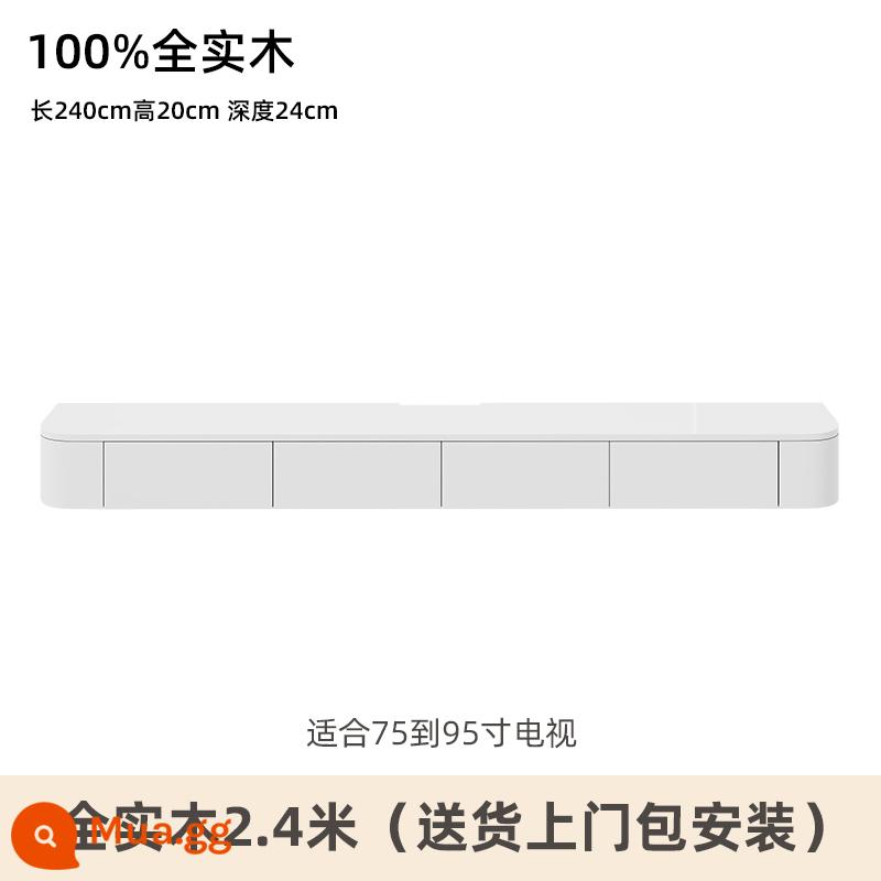 Tủ tivi treo tường gỗ treo tường lưu trữ phòng ngủ phòng khách nền tường căn hộ nhỏ màu trắng tủ tivi treo - Tủ tivi 2,4m gỗ nguyên khối chọn lọc màu trắng