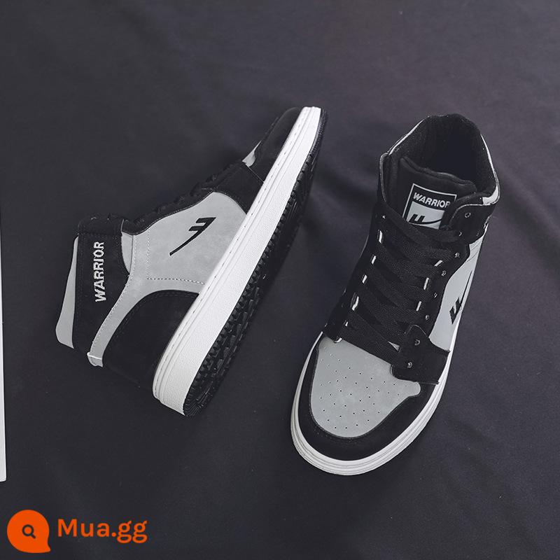 Back Force cặp đôi cao -Cylinder AJ Shoes Không quân số 1 nam và giày thể thao mùa đông Hàn Quốc Giày sinh viên thời trang phi thường - 0507M đen xám