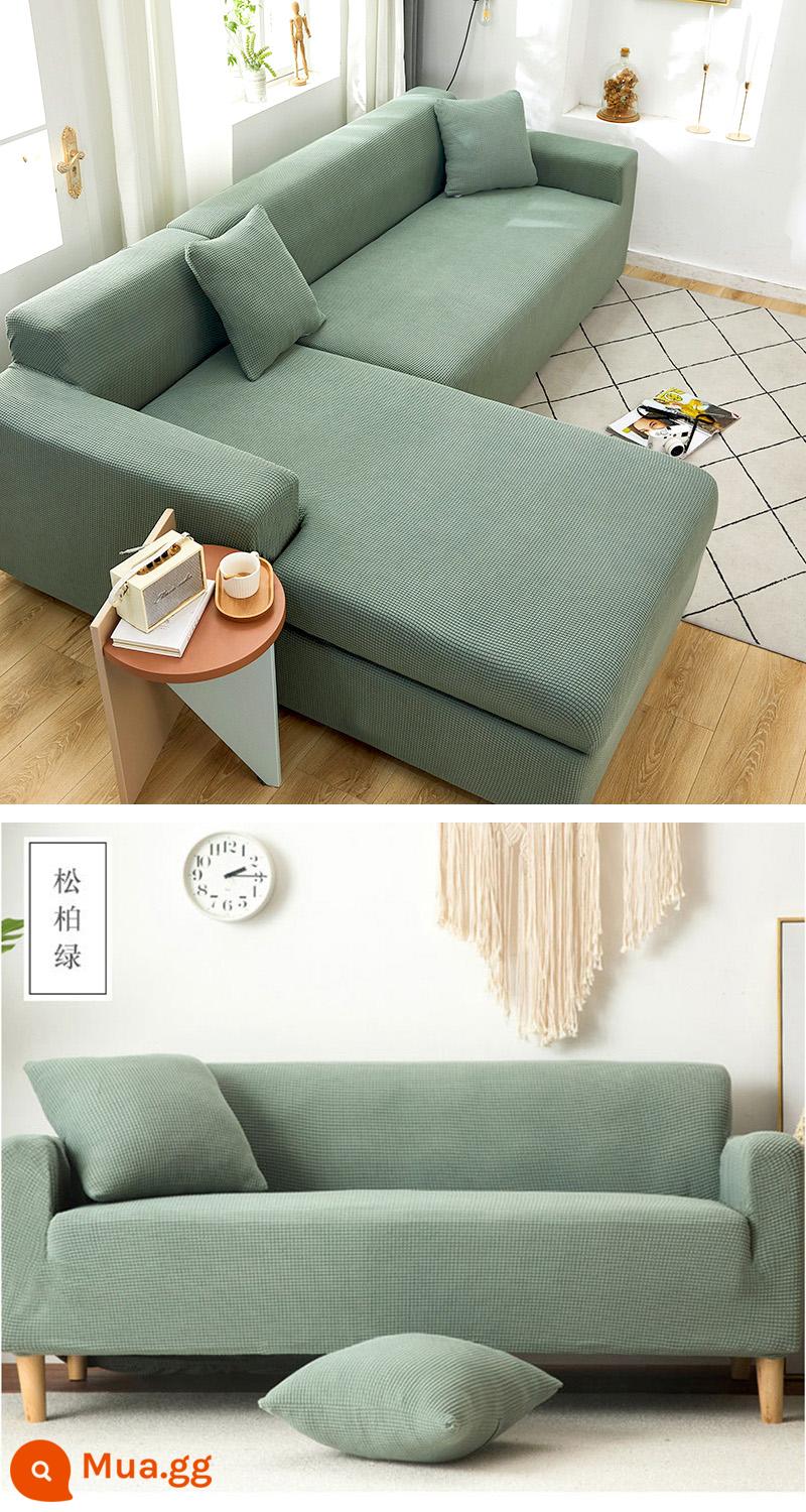 Bọc Ghế Sofa Tất Cả Bao Gồm Đa Năng Lười Full Bọc Ghế Sofa Bốn Mùa Đa Năng Sofa Đệm Đàn Hồi Bao Vải Bộ Vải - Xanh thông (dệt dày) đi kèm vỏ gối và dải chống trượt